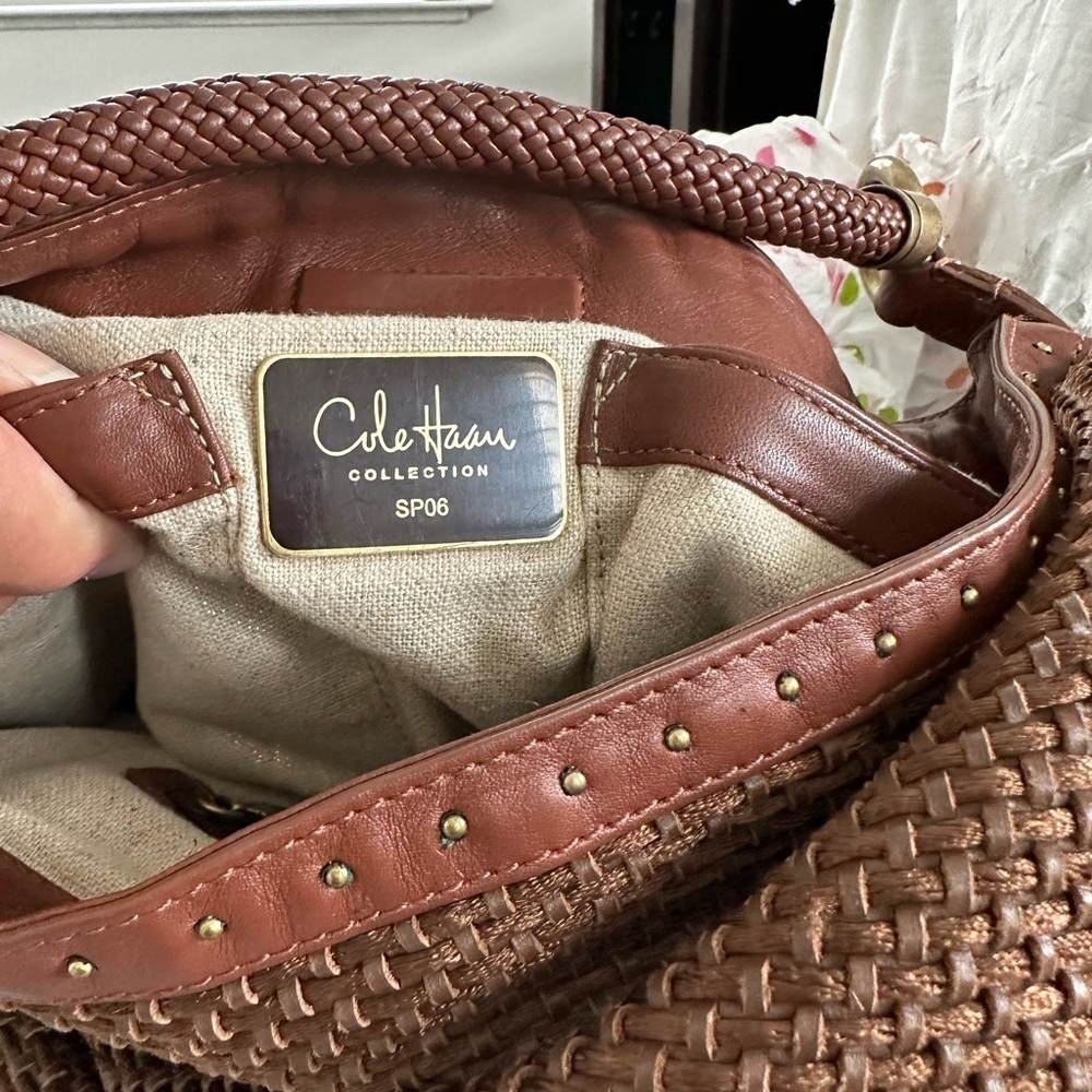 Cole Haan leather and woven thread Handbag. - Picture 8 of 11